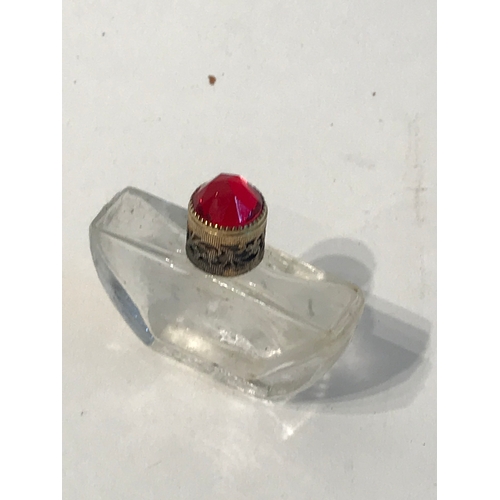 104 - Vintage  Perfume Bottle In Ornate Metalwork Casing