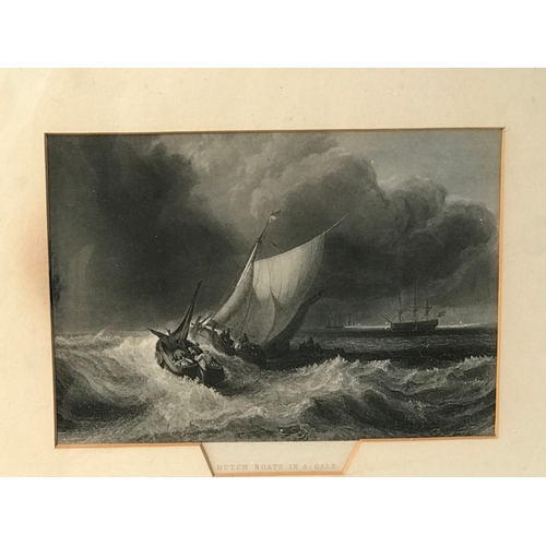 110 - Framed Print Of ' Dutch Boats In A Gale' Measures 43x33cm