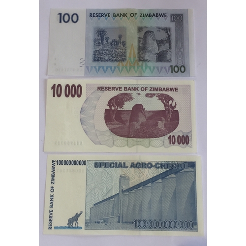 251 - Reserve Bank Of Zimbabwe 100 Dollar Note Along With A 10000 Dollar Note 2007 Uncirculated AA And AM ... 