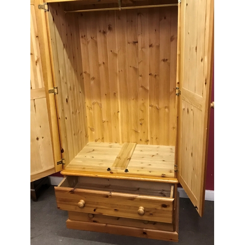 42 - Pine Wardrobe With Drawers Below Measures 87x57x182cm