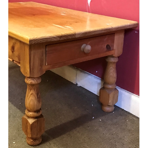 47 - Similar To Previous Lot Pine Coffee Table With End  Drawer  Measures 91x56cm