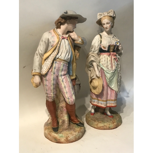 156 - 2 Ceramic Figurines Possibly  Villeroy & Boch .Both Stand 43cm High