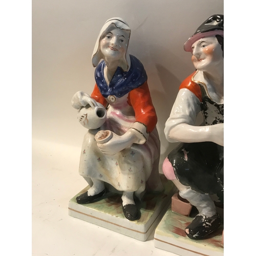 157 - Pair Of Staffordshire  Ceramic Figures Stands 34cm