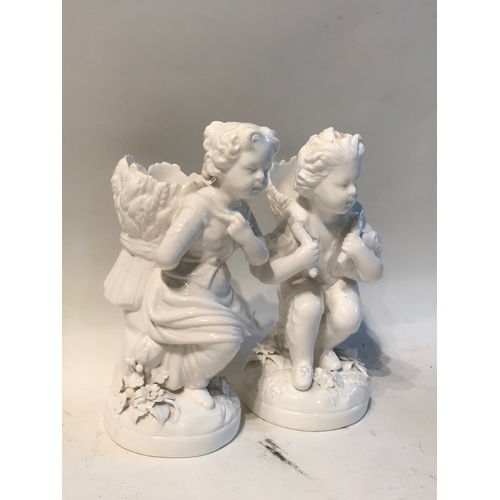 162 - 2 German Parian  Cherub Ornaments