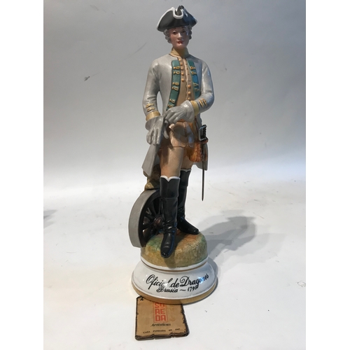 179 - Hand Painted Suaeda Made In Spain Porcelain Figure ' Oficial De Dragones 1795' Stands 29cm