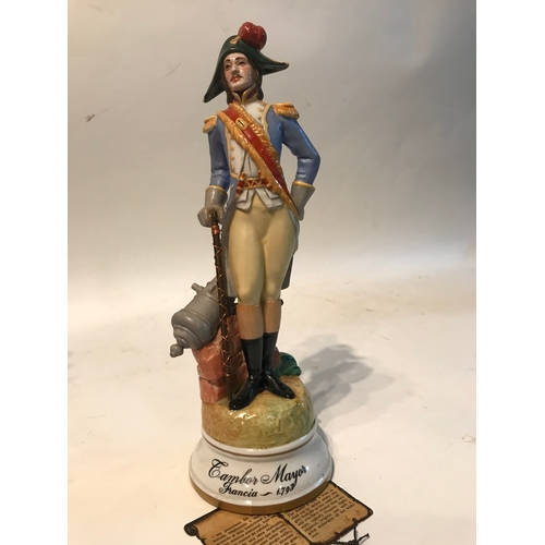 182 - Hand Painted  Suaeda Made In Spain Porcelain Figure 'Gamboi Mayor Francia - 1893' Stands 29cm