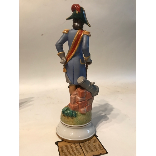 182 - Hand Painted  Suaeda Made In Spain Porcelain Figure 'Gamboi Mayor Francia - 1893' Stands 29cm