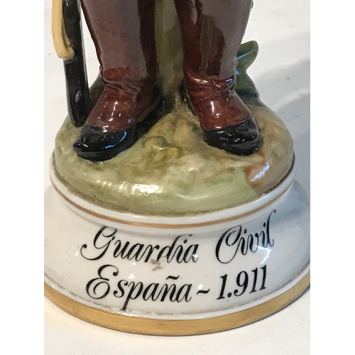 188 - Hand Painted Suaeda Made In Spain Porcelain Figure 'Guardia Civil España - 1.911' Stands 29cm