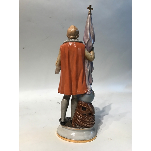 189 - Hand Painted Suaeda Made In Spain Porcelain Figure 'Cristobal Colon (1492-1992)' Stands 34cm