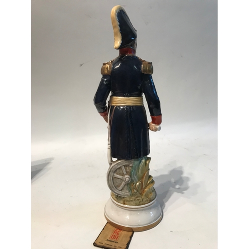 190 - Hand Painted Suaeda Made In Spain Porcelain Figure 'General Adjoint Empire Francais 1765' Stands 29c... 