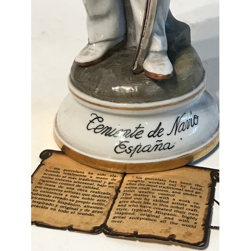 191 - Hand Painted Suaeda Made In Spain Porcelain Figure 'Ceniente De Nauio España' Stands 29cm