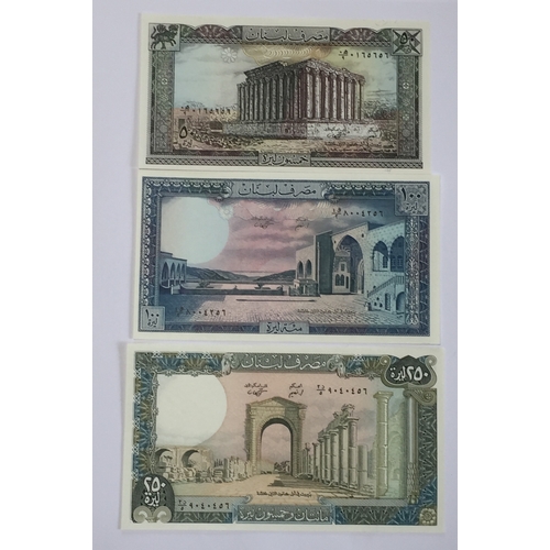 304 - Lebanon Banque Du Liban Notes From 1983/4 To Include 50 , 100 , 150 Livres All In Uncirculated Condi... 