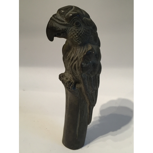 198 - Parrot Bronze Walking Sticking Finial