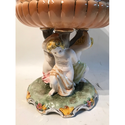 210 - Portuguese Made Ceramic Cherub Table Centrepiece