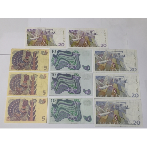 323 - Sweden Sveriges Riksbank Notes To Include 5 , 10 & 20  Kroner Banknotes VF - UNC (11)