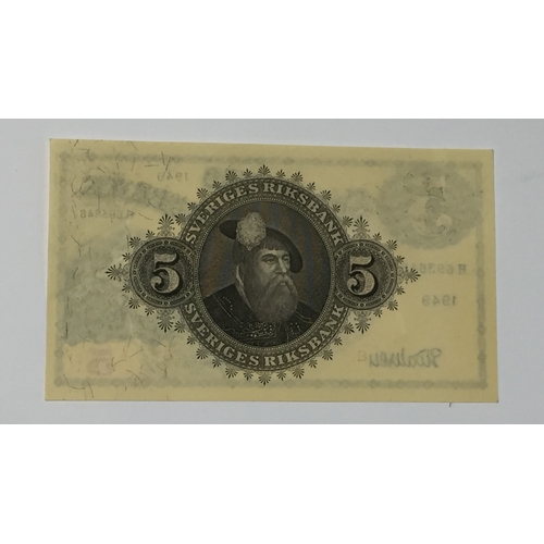 321 - Sweden King Gustav 1949 Uncirculated 5 Kroner Note