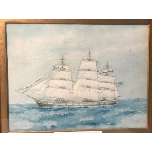 357 - Guilt Framed Watercolour By H.G.G. ASHTON - SAIL Ship Rangitiki 39X34