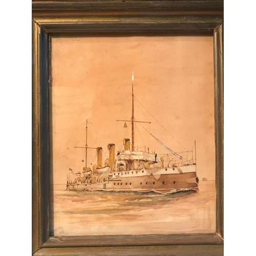 358 - Framed Watercolour Of A Ship By H.G.G. ASHTON 34X39 CMS