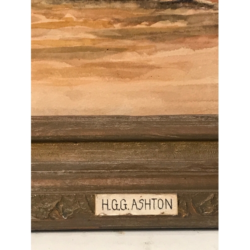 358 - Framed Watercolour Of A Ship By H.G.G. ASHTON 34X39 CMS