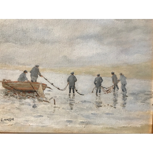 360 - Framed Oil On Board Fishing Scene By C.Owen