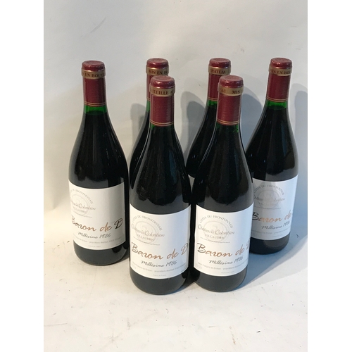 271 - 6 Bottles Of Vintage Red Wine 1986 Baron De D.