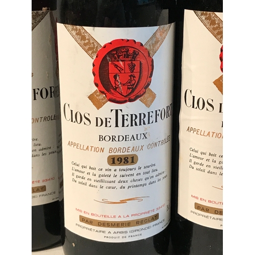 290 - 6 Bottles Of Vintage Red Wine 1981 Clos De Terrefort Bordeaux