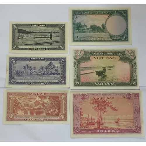 341 - Vietnam South National Bank Dong Banknotes . All 1955 All Uncirculated (6)