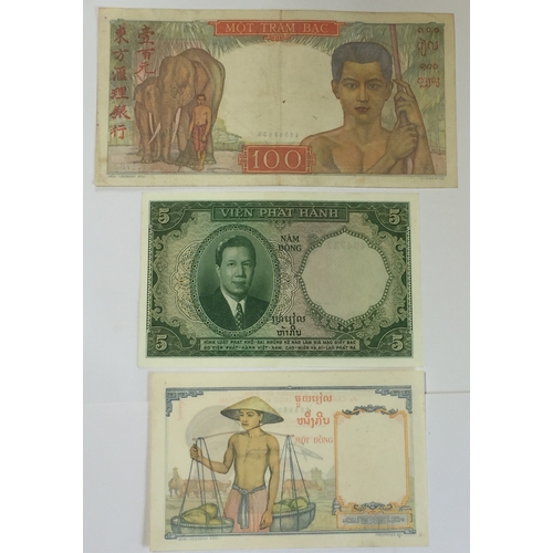 340 - French Indo China (Vietnam) Piastres Notes. To Include 1 And 5 Banknote Uncirculated Along With A 10... 