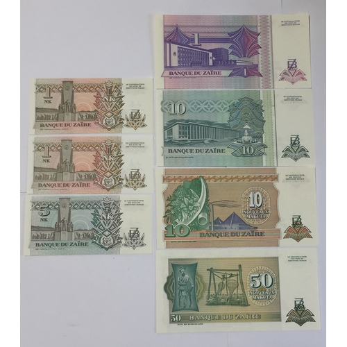 348 - Bank Of Zaire (Belgian Congo) Banknotes 1 , 5 , 10 , 20 Makuta Banknotes (7)