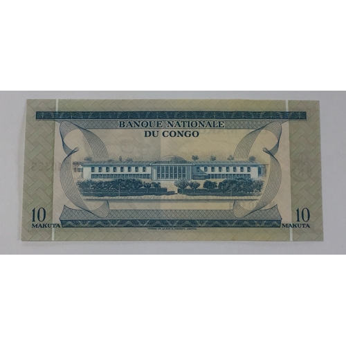 349 - Choice Early Congo Note 1967 10 Makuta  In Uncirculated Condition