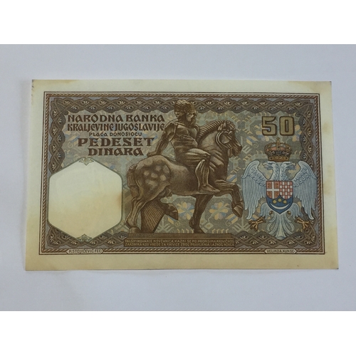 354 - National Bank Of The Kingdom Of Yugoslavia 1931 50 Dinara Note In Uncirculated Condition.