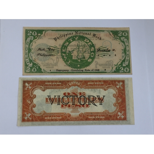 363 - ww2  Philippines 1942 Emergency Circulating Note Issue To Include A 1942 Twenty Pesos Note Uncircula... 