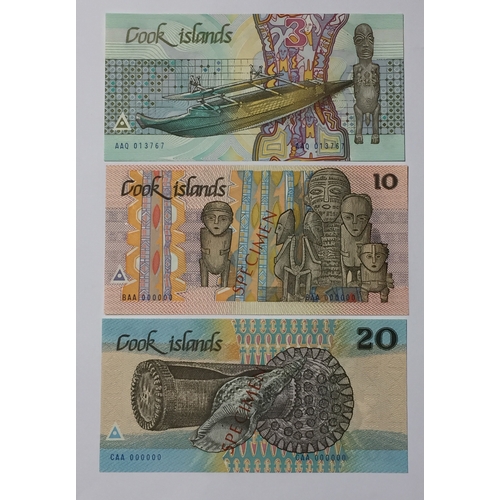 375 - Scarce Cook Island Pair Of Specimen Banknotes 10 & 20 Dollars Along With A 3 Dollar Note All 1987 Al... 