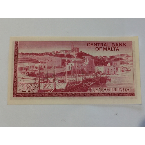 381 - Central Bank Of Malta 1967 Queen Elizabeth (Malta's Last Elizabeth Ten Shillings) A2 In Uncirculated... 