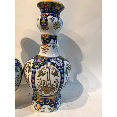 345 - 2 Rouen Faience Quimper   Vases