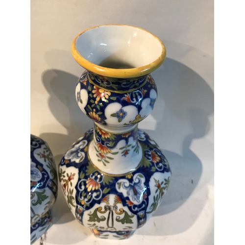 345 - 2 Rouen Faience Quimper   Vases