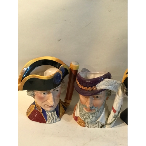 365 - 4 Character Jugs To Include 'Sir Richard Grenville, Sir Francis Drake' Etc.