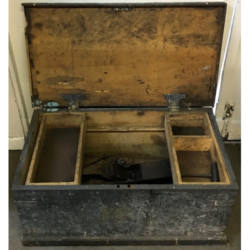 368 - Vintage Wooden Tool  Trunk Box Measures 82x46x37cm