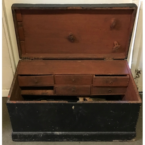 370 - Vintage  Wooden Trunk Box Measures 86x45x45cm