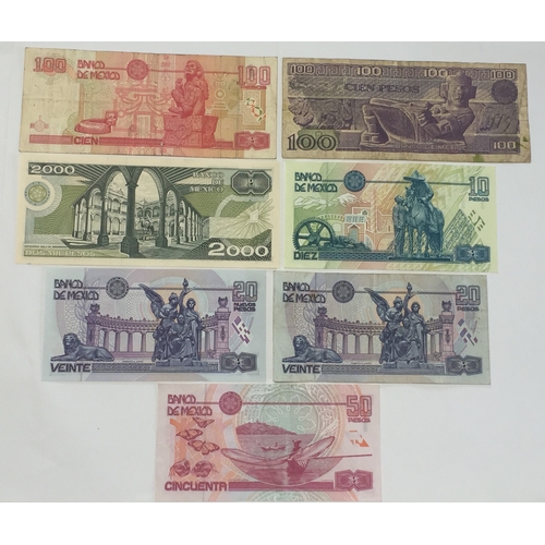 402 - Banco De Mexico1980,s 90,s Peso  Notes Various Denominations VF - UNC  (7)