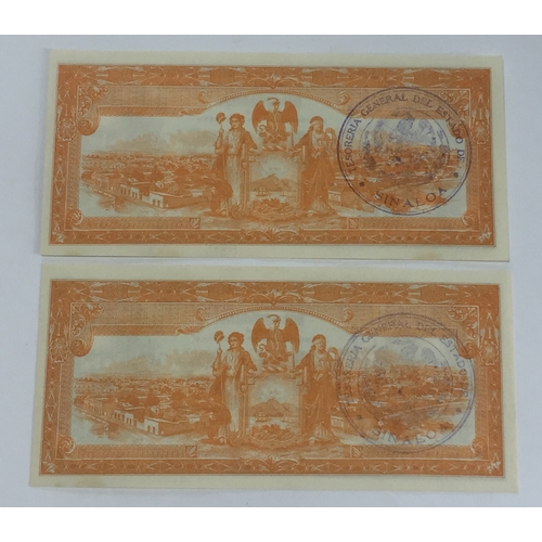 404 - Mexico 1915 50 Centavos Banknotes x 2 Uncirculated Condition.