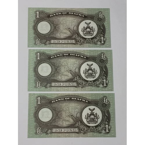 414 - Bank Of Biafra One Pound Notes X 3 All Uncirculated  1968.