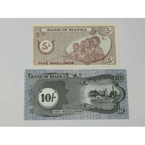 416 - Bank Of Biafra 1960's Uncirculated Banknotes To Include 5 Shillings Along With A 10 Shilling Note.