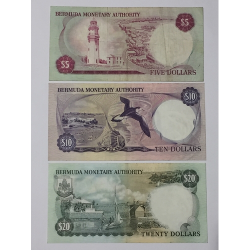 419 - Bermuda Monetary Authority Banknotes. 5 Dollars 1978 VF , 10 Dollars 1978  UNC And A 20 Dollar Note ... 