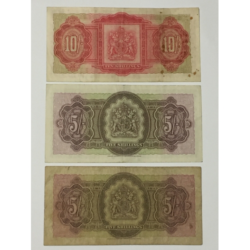 422 - Bermuda Government 1957 Five Shilling Note Fine  Along With A 1957 Five Shilling Note EXF And A 1966... 