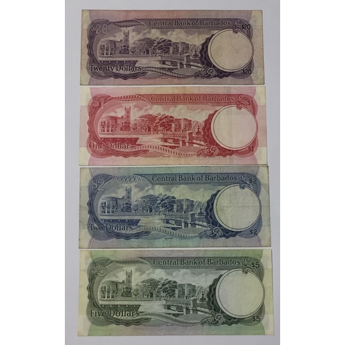 426 - Central Bank Of Barbados 1970's 80's Notes To Include 1 , 2 , 5 , 20 Dollars VG - UNC (4)