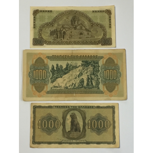 433 - Bank Of Greece WW2 Inflation Issue Notes. To Include  100 UNC , 1000 EXF , 1000 EXF (3)