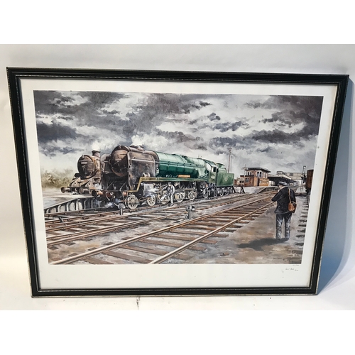 378 - Framed Paul Bale Steam Train - Temple Combe