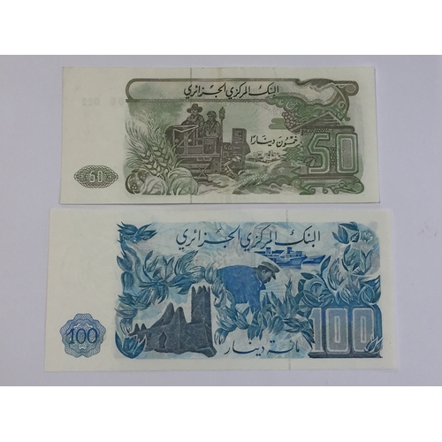 460 - Bank Of Algeria Uncirculated 50 & 100 Dinar Notes From 1977 & 1981.