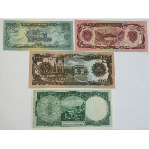 465 - Afghanistan Banknotes To Include 50 , 100 , 1000 , Afghanis 1979 UNC Along With A Kingdom Of Afghani... 